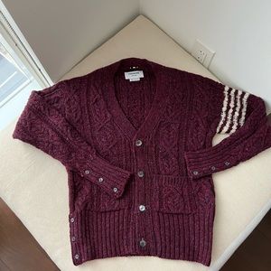 Thom Browne Cable Knit Merino Wool Cardigan